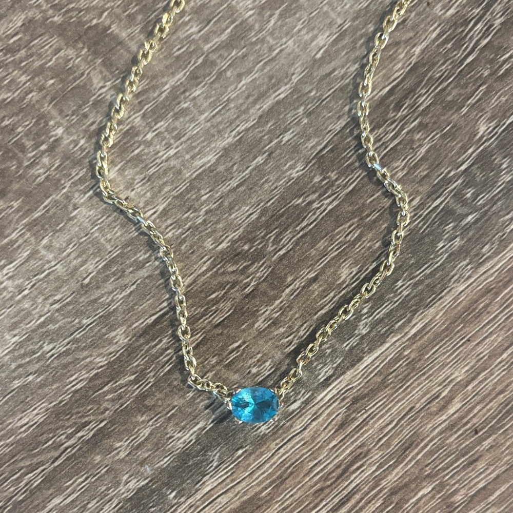Kendra Scott Gold Necklace with Vibrant Blue Stone